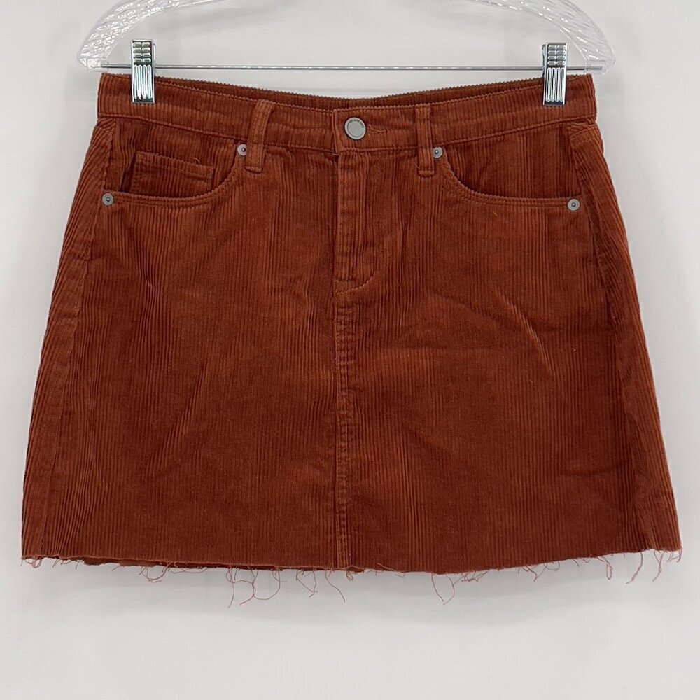 Blank NYC Women's 100% Cotton Corduroy Raw Hem Burnt Orange Skirt Size 26